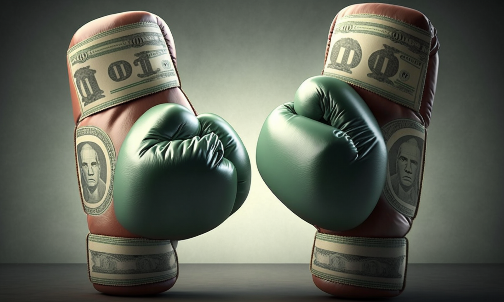 An illustration of two boxing gloves representing the "gloves off approach" to capitalism.